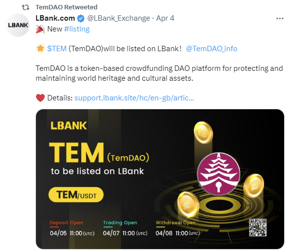 TemDAO $TEM LBank Listing Trading cryptoexchange