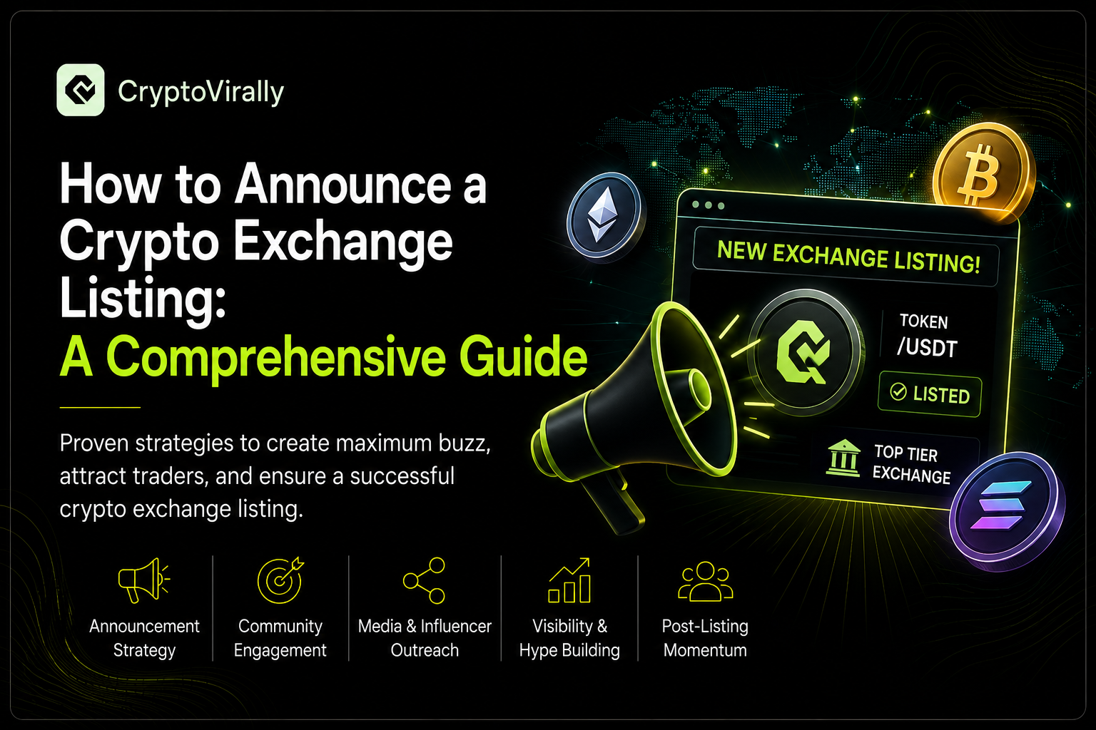 An illustrative representation of announcing a crypto exchange listing How to Announce a Crypto Exchange Listing- A Comprehensive Guide